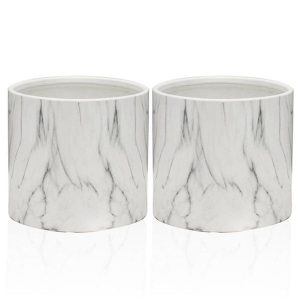 Round Indoor Ceramic Marble Pot
