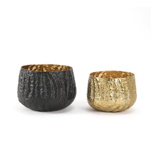 Crushed Round Taper Aluminum Metal Planter