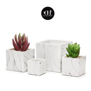 Square Indoor Ceramic Marble Pot
