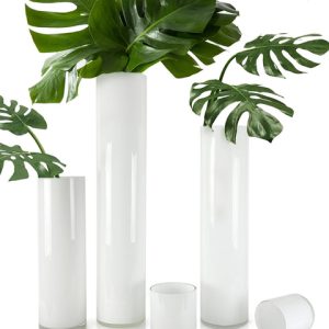 Multi-Layered White Glass Cylinder Vase