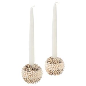 Nassa Coastal Natural Shells Candlestick Candleholder - Set of 2
