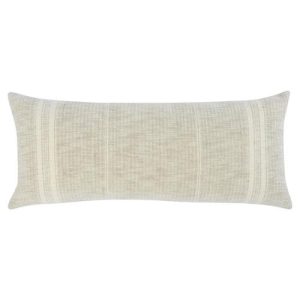 Rory Modern Classic White Striped Cotton Lumbar Pillow - 16x36