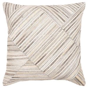 Alelia Modern Classic Cream Leather Stripe Decorative Throw Pillow - 20x20