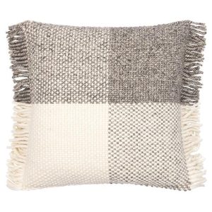Pietro Coastal Beach Cream Wool Fringed Decorative Throw Pillow - 22x22