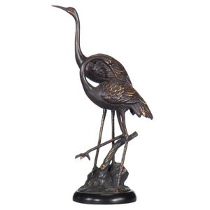 Becker Industrial Loft Bronze Metal Decorative Crane Statue