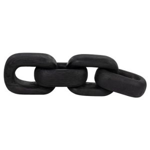Megan Modern Classic Black Reclaimed Wood Decorative Chain Sculpture