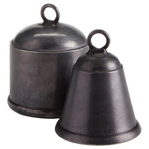 Pheobe Industrial Loft Black Aluminum Decorative Bell - Set of 2