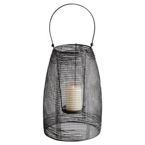 Nicolo Industrial Loft Black Iron Mesh Lantern Candleholder - Small
