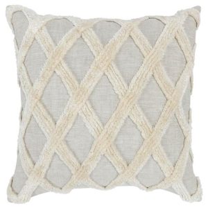 Marcie Modern Natural Linen Geometric Pattern Decorative Throw Pillow- 22x22