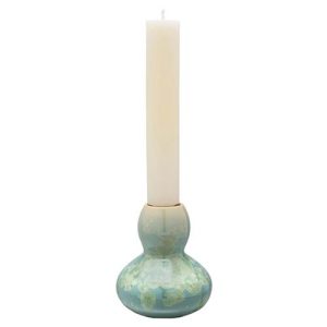 Simon Pearce Woodstock Modern Crystalline Jade Stoneware Candlestick Holder