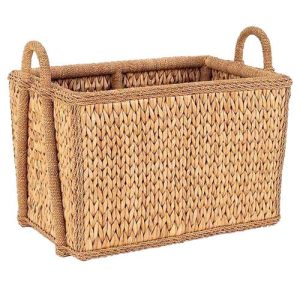 Sweater Weave Natural Handwoven Rattan Mud Room Floor Basket