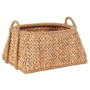 Sweater Weave Coastal Natural Handwoven Rattan Floor Basket