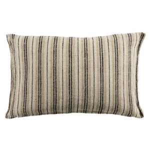 Jaipur Living Lucien Modern Dark Brown Linen Striped Lumbar Pillow - 13x21