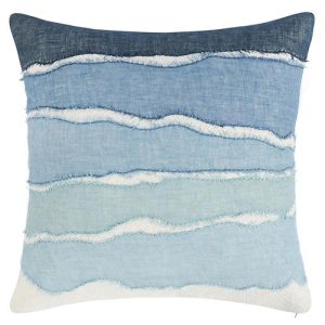 Danielle Coastal Beach Blue Linen Decorative Throw Pillow - 22x22