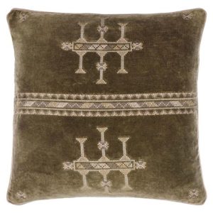 Evan Global Bazaar Green Velour Cotton Decorative Throw Pillow - 20x20