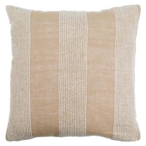 Ezra Coastal Beach Beige Linen Decorative Throw Pillow - 18x18