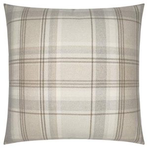Bodhi Rustic Lodge Beige Plaid Feather Down Decorative Throw Pillow - 24x24