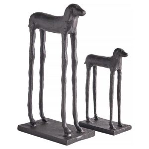 Tatiana Modern Classic Black Aluminum Hound Sculpture - Set of 2
