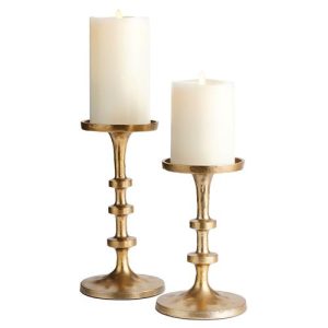 Tallulah Coastal Beach Gold Aluminum Candleholder - Set of 2