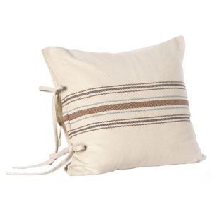 Winnie Coastal Beach Beige Striped Indoor Outdoor Throw Pillow - 24x24