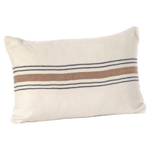 Wendy Coastal Beach Beige Striped Indoor Outdoor Lumbar Pillow - 16x24