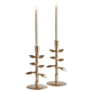 Miles French Country Gold Aluminum Candle Holder - Set of 2