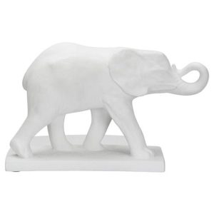 Garen Modern Matte White Resin Elephant Sculpture