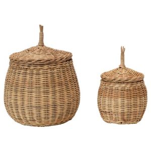 Silvia Coastal Beach Natural Woven Rattan Hamper - Set of 2