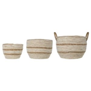 Winona Coastal Beach Beige Floor Basket - Set of 3