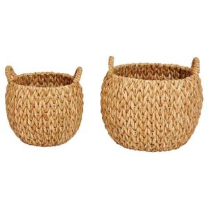 Severus Coastal Natural Woven Water Hyacinth Floor Basket - Set of 2