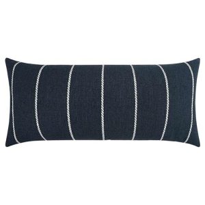 Emily Modern Indigo Striped Indoor Outdoor Lumbar Pillow - 12x24