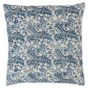 Sydney French Country Indigo Linen Crane Throw Pillow Cover - 20x20