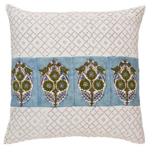 Akira Coastal Blue Linen Parakeet Throw Pillow Cover - 20x20