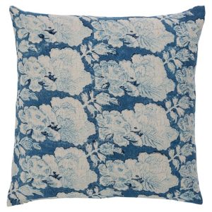 Ariella French Country Indigo Linen Floral Throw Pillow Cover - 20x20