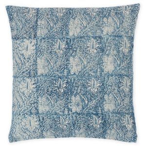 Maeve Coastal Beach Blue Linen Floral Throw Pillow Cover - 20x20