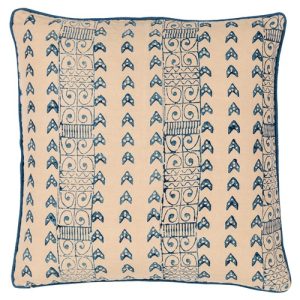 Isla Coastal Beach Blue Linen Chevron Throw Pillow Cover - 20x20