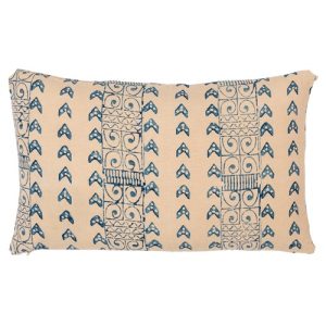 Isla Coastal Beach Blue Linen Chevron Lumbar Pillow Cover - 12x20