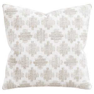 Basile Coastal Beach Beige Geometric Woven Throw Pillow - 22x22