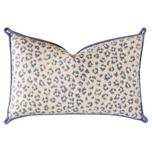 Colby Updated Traditional Blue Animal Print Decorative Lumbar Pillow - 13x22