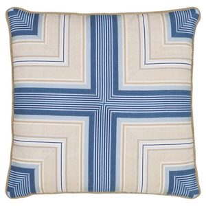 Myrthe Coastal Beach Blue Cotton Geometric Decorative Throw Pillow - 22x22