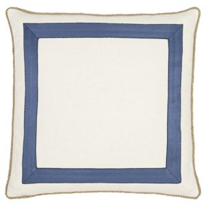 Maelis Coastal Beach Cream Mitered Blue Ribbon Decorative Throw Pillow - 22x22