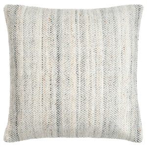Adeline Coastal Beach Light Grey Striped Indoor Outdoor Throw Pillow - 18x18