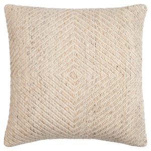 Matilda Coastal Beach Beige Diamond Indoor Outdoor Throw Pillow - 18x18