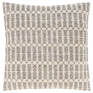 Sylvie Updated Traditional Charcoal Wool Geometric Throw Pillow - 20x20