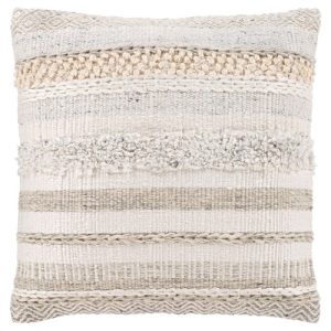Claire Coastal Beach Cream Striped Down Throw Pillow - 20x20