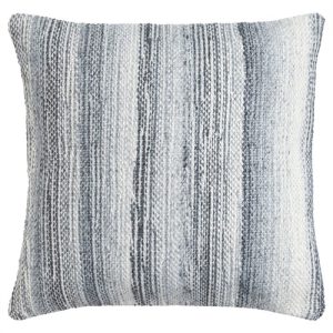 Magnus Coastal Beach Light Grey Striped Indoor Outdoor Throw Pillow - 18x18
