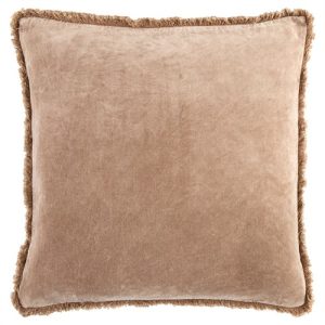 Micah Modern Classic Light Brown Velvet Throw Pillow - 18x18
