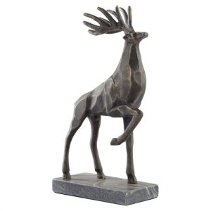 Conrad Rustic Lodge Antique Pewter Aluminum Stag Statue