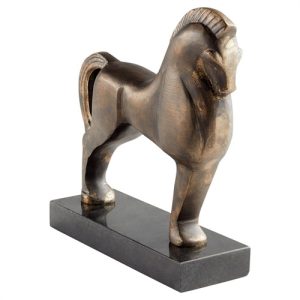 Simon Updated Traditional Antique Brass Metal Horse Statue