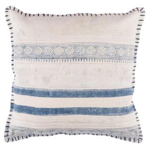 Shibi Bazaar Ivory Shibori Blue Pillow - 20x20